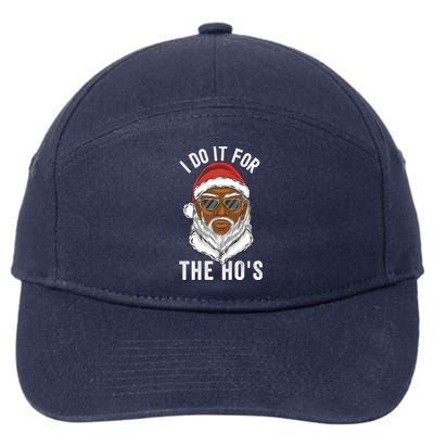 I Do It For The Hos Christmas African American Santa Black 7-Panel Snapback Hat