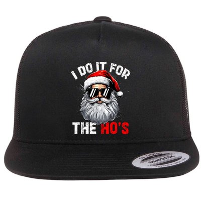I Do It For The Hos Funny Inappropriate Christmas Santa Face Flatbill Hat