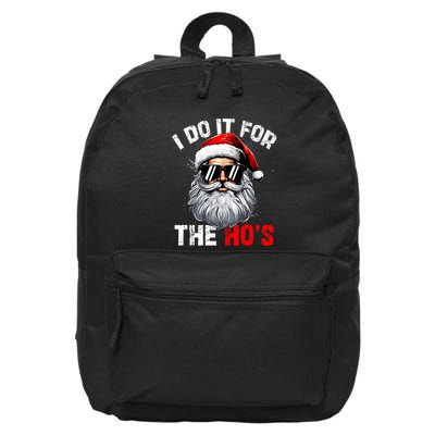 I Do It For The Hos Funny Inappropriate Christmas Santa Face 16 in Basic Backpack