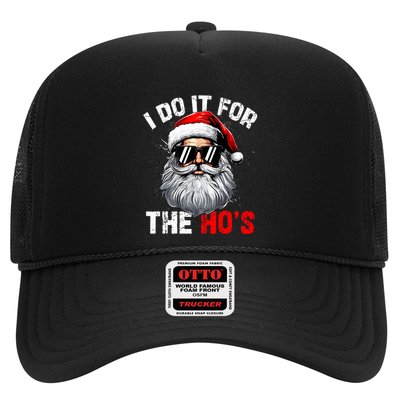 I Do It For The Hos Funny Inappropriate Christmas Santa Face Trucker Hat