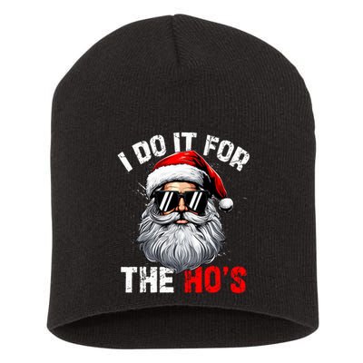 I Do It For The Hos Funny Inappropriate Christmas Santa Face Short Acrylic Beanie