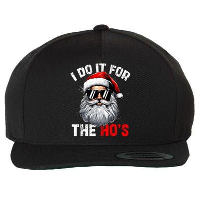 I Do It For The Hos Funny Inappropriate Christmas Santa Face Wool Snapback Cap