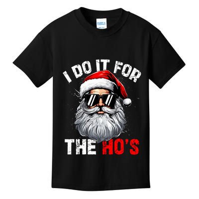I Do It For The Hos Funny Inappropriate Christmas Santa Face Kids T-Shirt