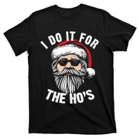 I Do It For The Hos Christmas African American Santa Black T-Shirt