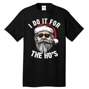 I Do It For The Hos Christmas African American Santa Black Tall T-Shirt