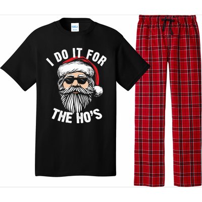 I Do It For The Hos Christmas African American Santa Black Pajama Set