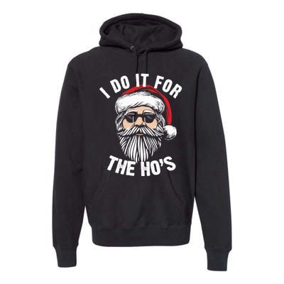 I Do It For The Hos Christmas African American Santa Black Premium Hoodie