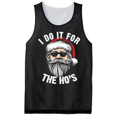 I Do It For The Hos Christmas African American Santa Black Mesh Reversible Basketball Jersey Tank