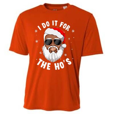 I Do It For The Hos Christmas African American Santa Black Cooling Performance Crew T-Shirt