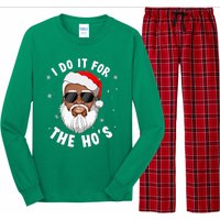 I Do It For The Hos Christmas African American Santa Black Long Sleeve Pajama Set