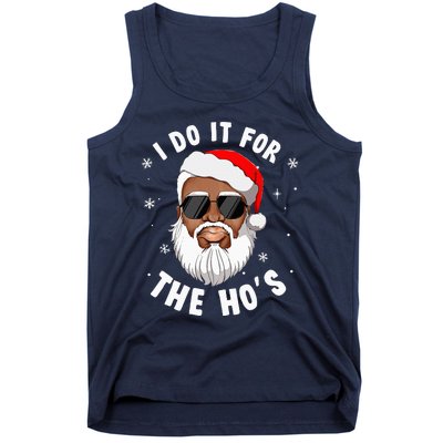 I Do It For The Hos Christmas African American Santa Black Tank Top