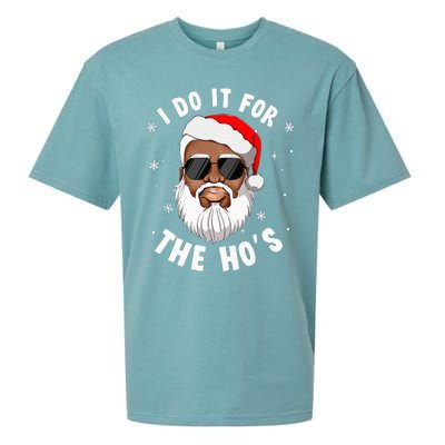 I Do It For The Hos Christmas African American Santa Black Sueded Cloud Jersey T-Shirt