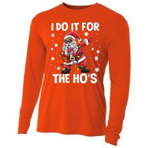 I Do It For The Hos Santa Dabbing Christmas Squad HoS Funny Gift Cooling Performance Long Sleeve Crew