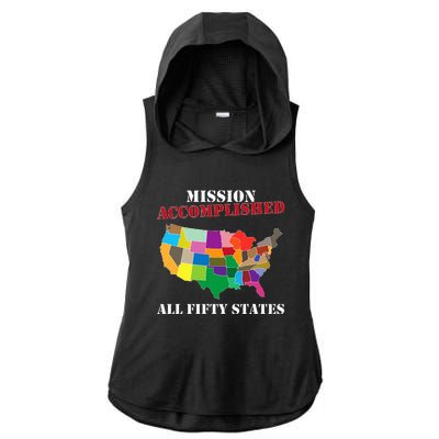 I Did It! Visit All 50 Usa States Gift Mission Accomplished Ladies PosiCharge Tri-Blend Wicking Draft Hoodie Tank