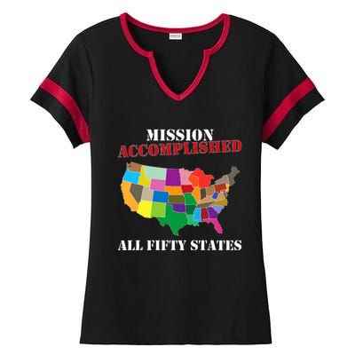 I Did It! Visit All 50 Usa States Gift Mission Accomplished Ladies Halftime Notch Neck Tee