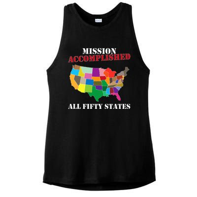 I Did It! Visit All 50 Usa States Gift Mission Accomplished Ladies PosiCharge Tri-Blend Wicking Tank