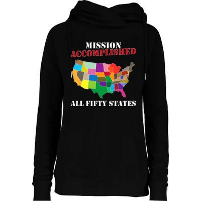 I Did It! Visit All 50 Usa States Gift Mission Accomplished Womens Funnel Neck Pullover Hood