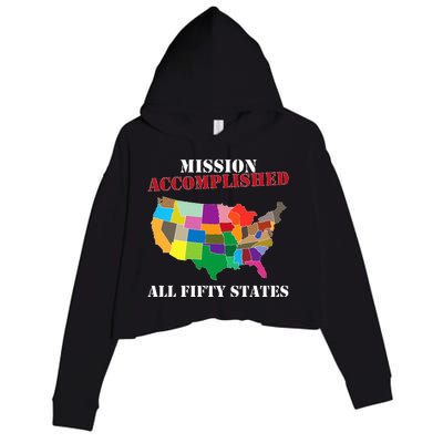 I Did It! Visit All 50 Usa States Gift Mission Accomplished Crop Fleece Hoodie