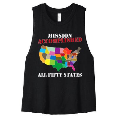 I Did It! Visit All 50 Usa States Gift Mission Accomplished Women's Racerback Cropped Tank