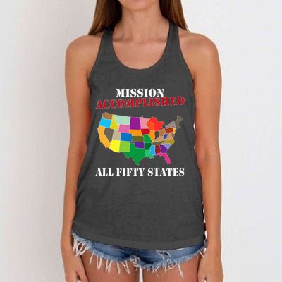 I Did It! Visit All 50 Usa States Gift Mission Accomplished Women's Knotted Racerback Tank