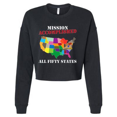 I Did It! Visit All 50 Usa States Gift Mission Accomplished Cropped Pullover Crew