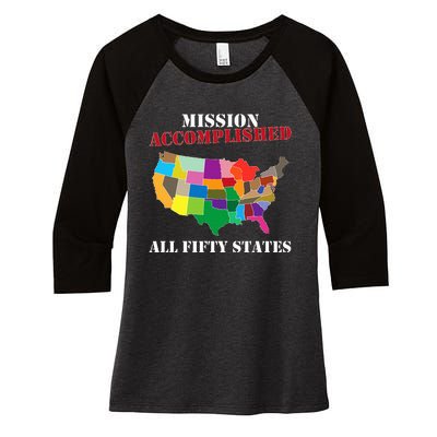 I Did It! Visit All 50 Usa States Gift Mission Accomplished Women's Tri-Blend 3/4-Sleeve Raglan Shirt