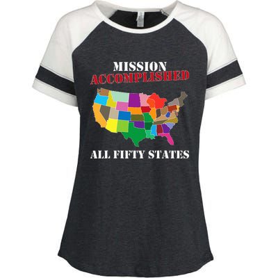 I Did It! Visit All 50 Usa States Gift Mission Accomplished Enza Ladies Jersey Colorblock Tee