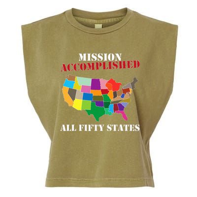 I Did It! Visit All 50 Usa States Gift Mission Accomplished Garment-Dyed Women's Muscle Tee