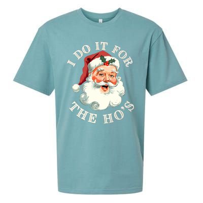 I Do It For The Hos Funny Inappropriate Christmas Santa Face Sueded Cloud Jersey T-Shirt