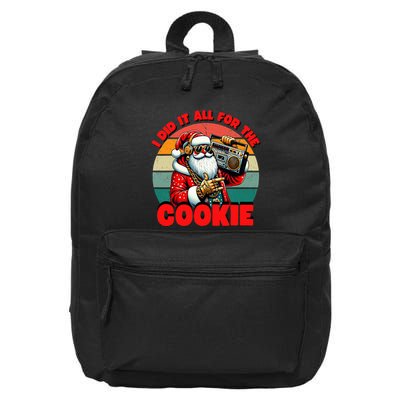 I Did It All For The Cookie Funny Santa Christmas  16 in Basic Backpack