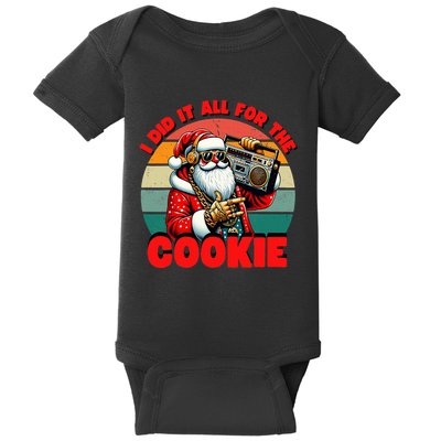 I Did It All For The Cookie Funny Santa Christmas  Baby Bodysuit