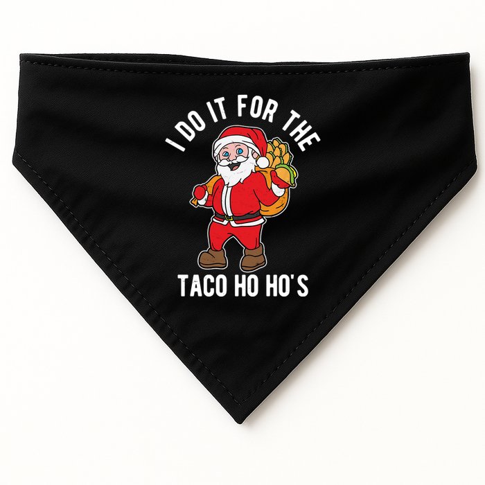 I Do It For The Taco Ho HoS Funny Santa Christmas Xmas USA-Made Doggie Bandana
