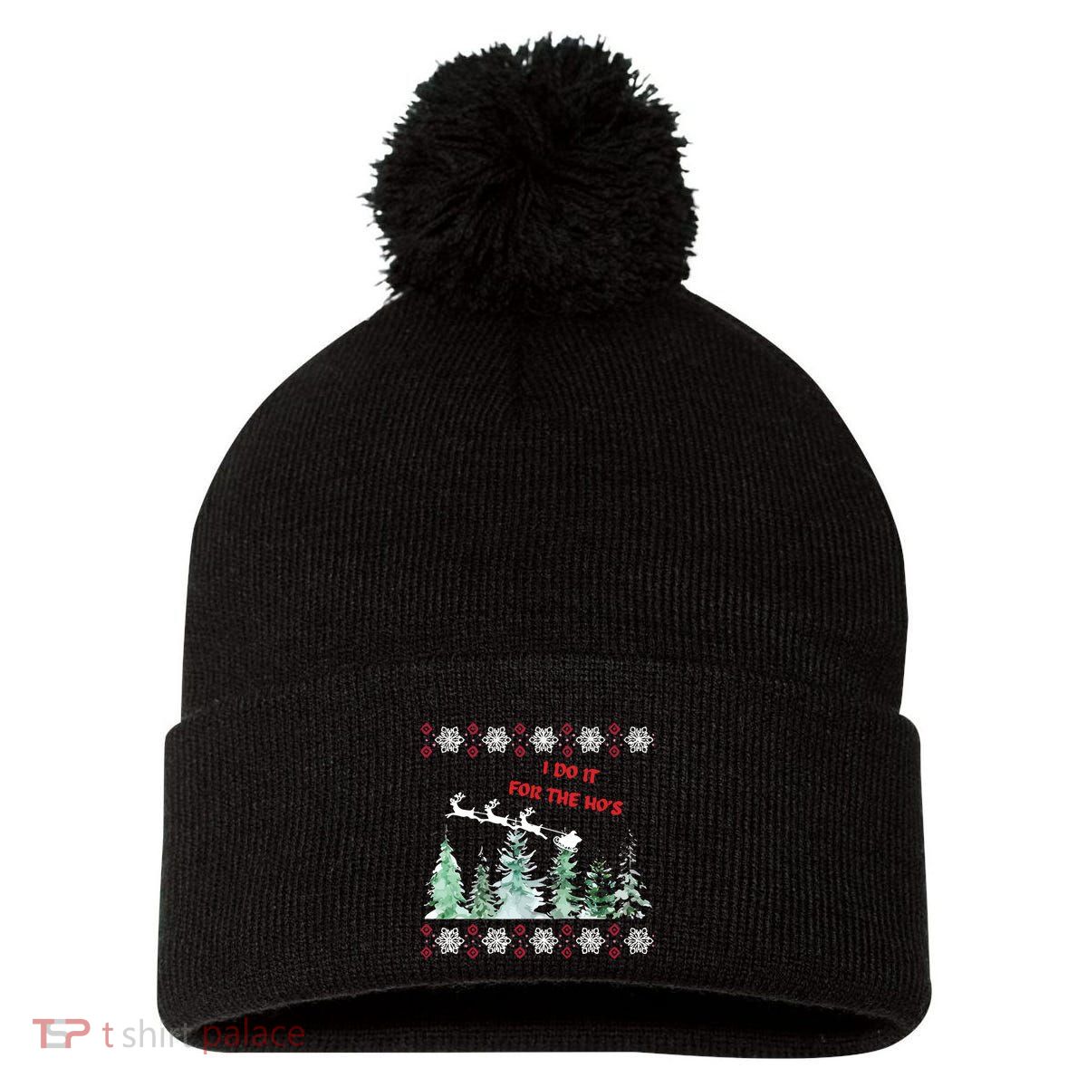 I Do It For The Hos Christmas Pom Pom 12in Knit Beanie
