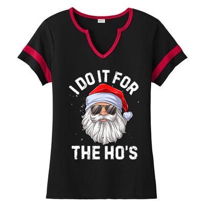 I Do It For The Ho's Funny Inappropriate Christmas Men Santa TShirt Ladies Halftime Notch Neck Tee