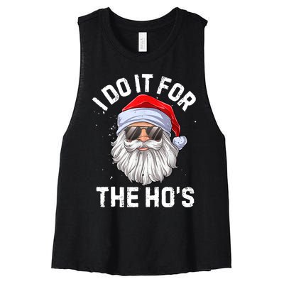 I Do It For The Ho's Funny Inappropriate Christmas Men Santa TShirt Women's Racerback Cropped Tank