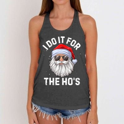 I Do It For The Ho's Funny Inappropriate Christmas Men Santa TShirt Women's Knotted Racerback Tank