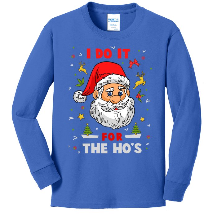 I Do It For The Hos Funny Santa Gift Kids Long Sleeve Shirt