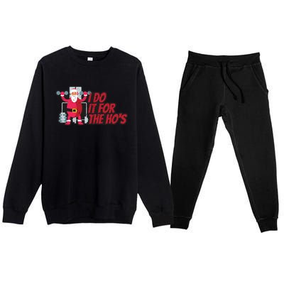 I Do It For The Hos Funny Santa Weight Lifting Christmas Gym Gift Premium Crewneck Sweatsuit Set