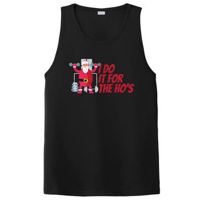 I Do It For The Hos Funny Santa Weight Lifting Christmas Gym Gift PosiCharge Competitor Tank