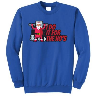 I Do It For The Hos Funny Santa Weight Lifting Christmas Gym Gift Sweatshirt