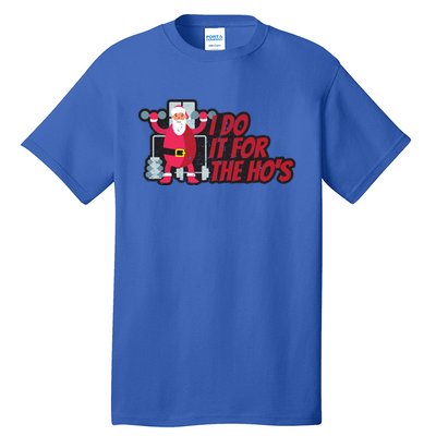 I Do It For The Hos Funny Santa Weight Lifting Christmas Gym Gift Tall T-Shirt