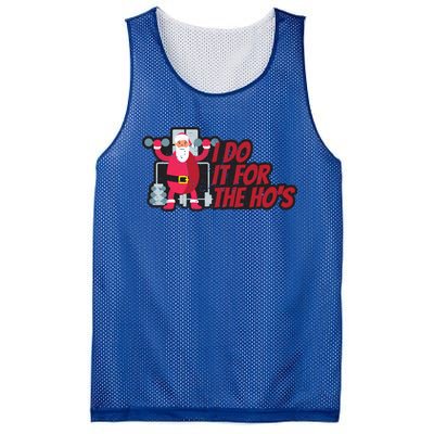 I Do It For The Hos Funny Santa Weight Lifting Christmas Gym Gift Mesh Reversible Basketball Jersey Tank