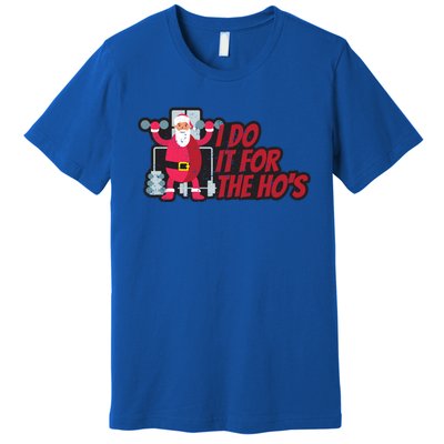 I Do It For The Hos Funny Santa Weight Lifting Christmas Gym Gift Premium T-Shirt