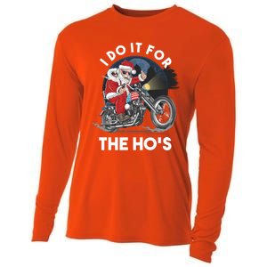 I Do It For The Hos Santa Motorcycle Cool Gift Cooling Performance Long Sleeve Crew