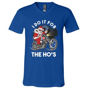 I Do It For The Hos Santa Motorcycle Cool Gift V-Neck T-Shirt