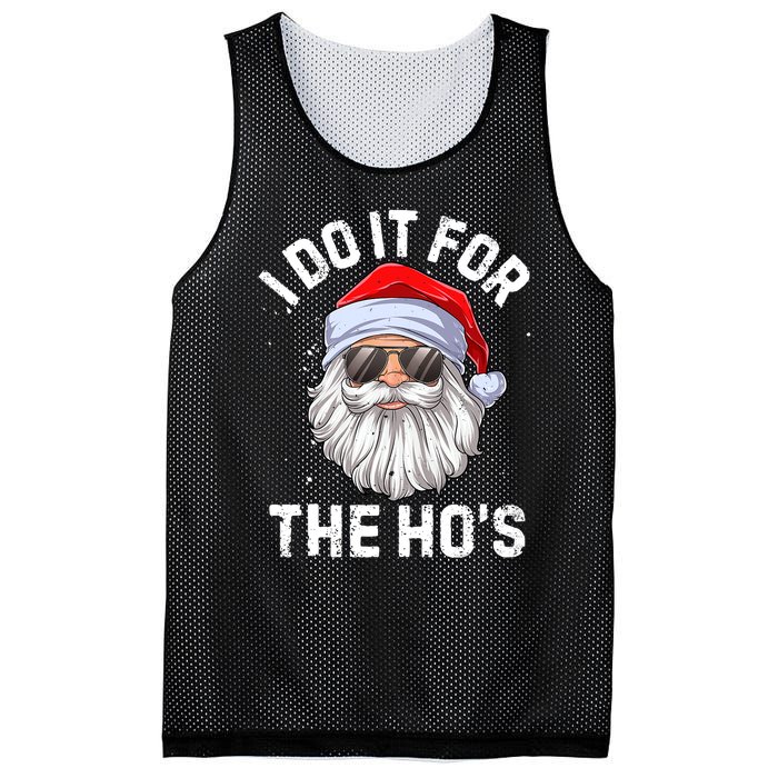 I Do It For The Ho's Funny Inappropriate Christmas Santa Mesh Reversible Basketball Jersey Tank