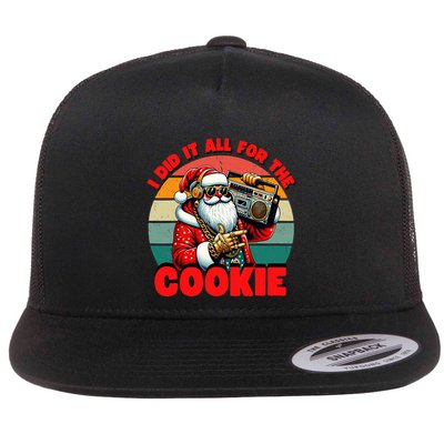 I Did It All For The Cookie Funny Santa Funny Christmas  Flatbill Hat
