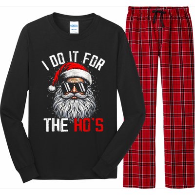 I Do It For The Hos Funny Inappropriate Christmas Santa Face Long Sleeve Pajama Set