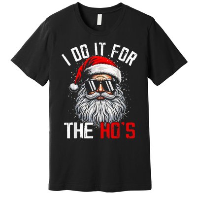 I Do It For The Hos Funny Inappropriate Christmas Santa Face Premium T-Shirt