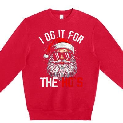 I Do It For The Hos Funny Inappropriate Christmas Santa Face Premium Crewneck Sweatshirt